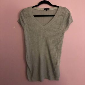 Gray Cable Knit Short Sleeve Shirt